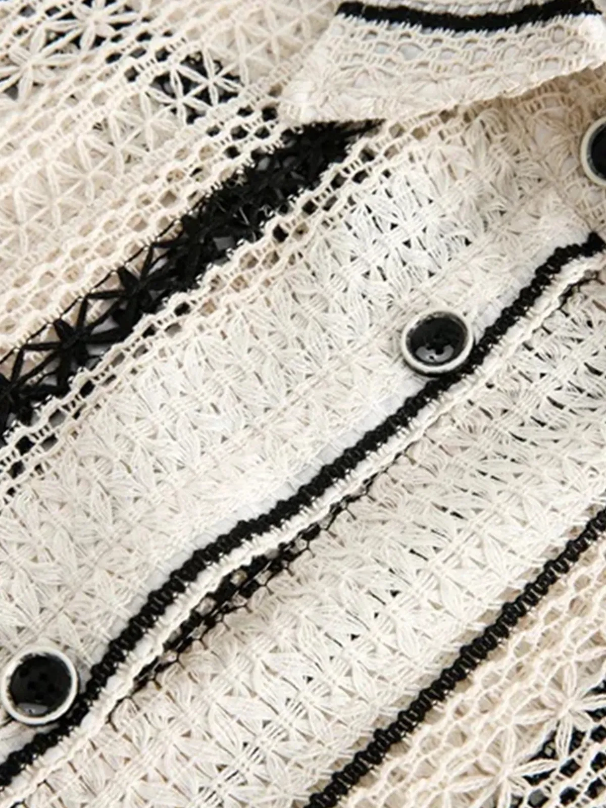 Knit Stripe Pattern Openwork Cotton Shirt sold by Karaku product image thumbnail 4