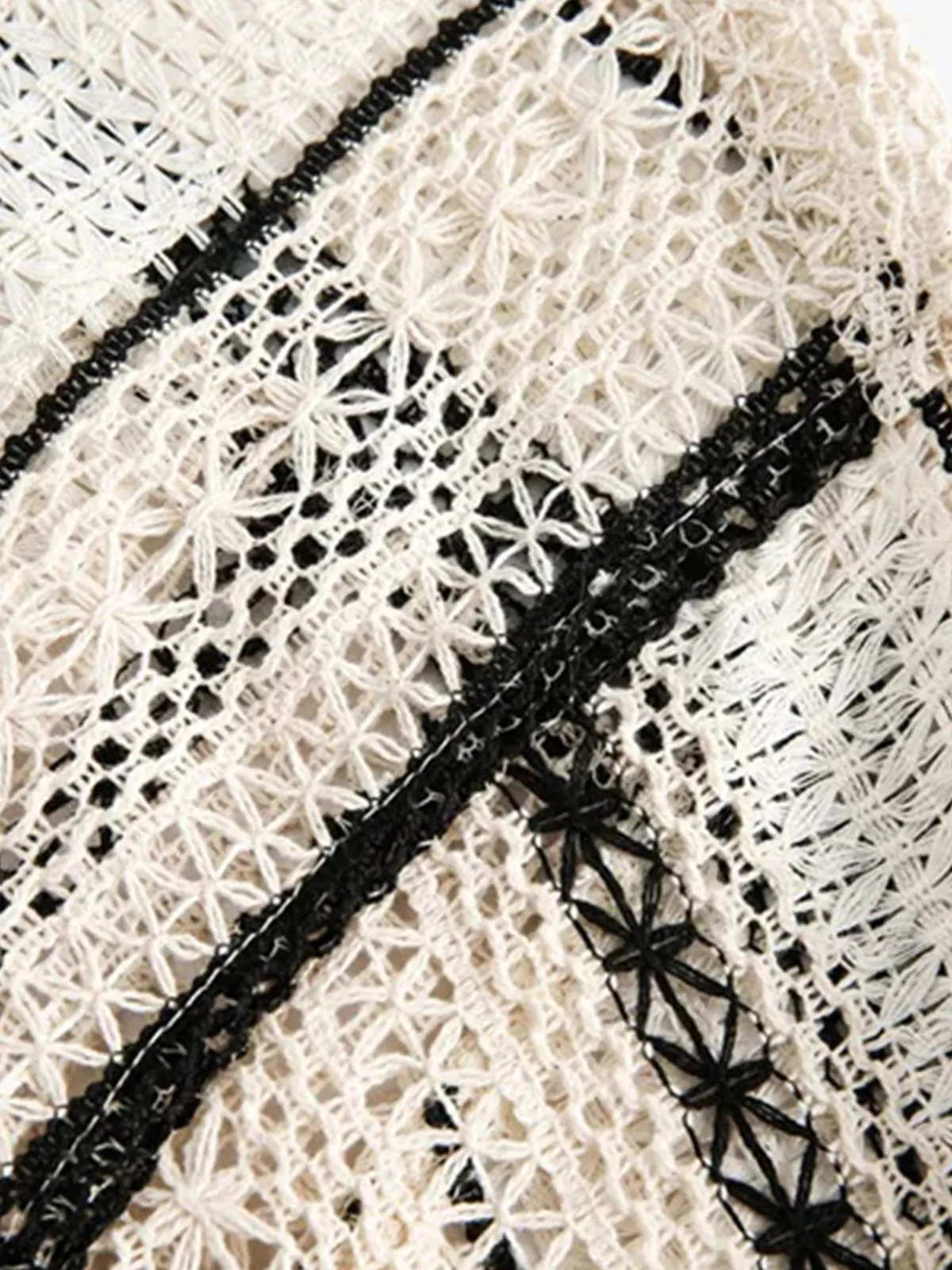 Knit Stripe Pattern Openwork Cotton Shirt sold by Karaku product image thumbnail 5