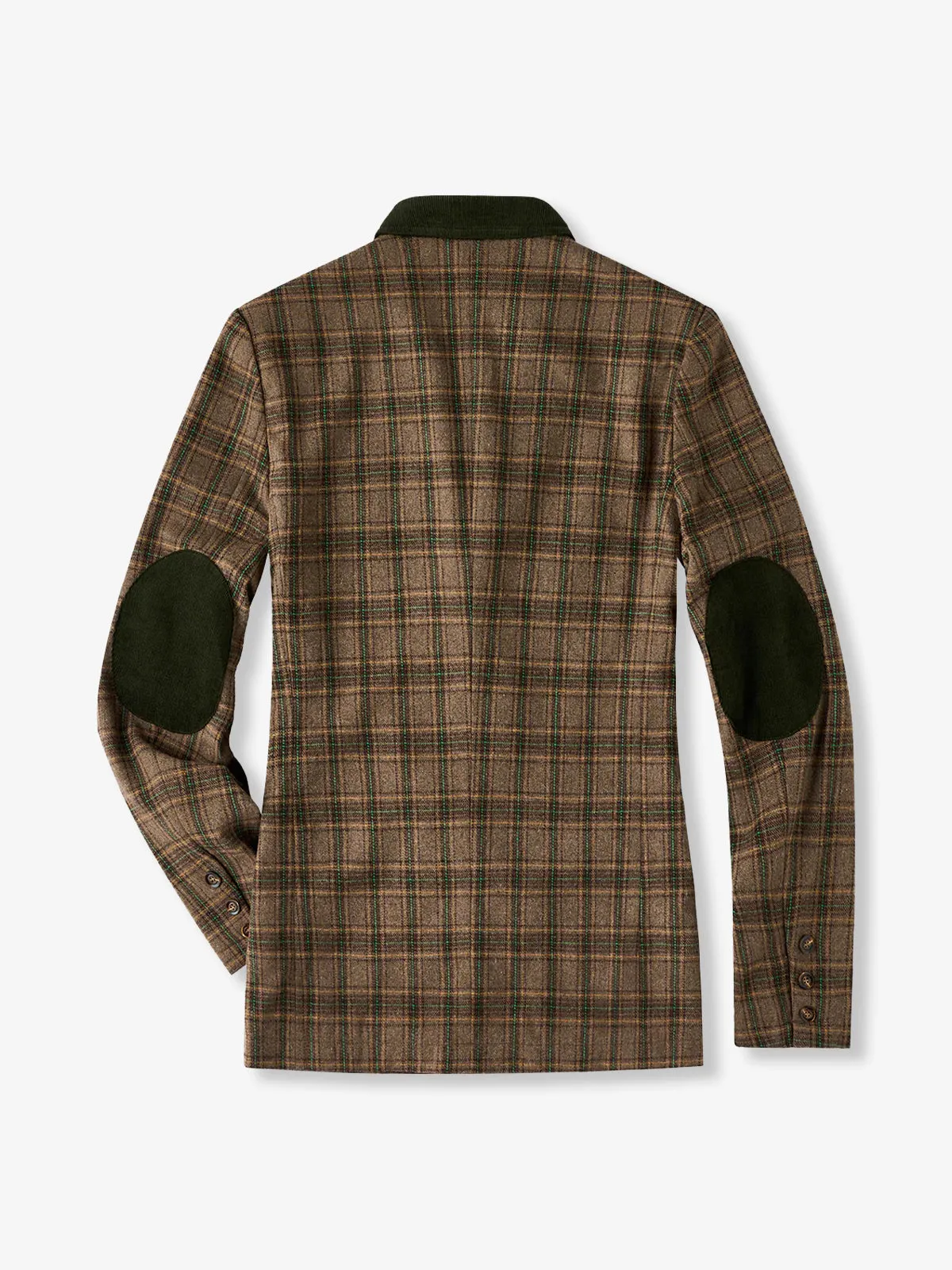Wool Blend Check Tailored Jacket with Corduroy Collar & Elbow Patches sold by Karaku product image thumbnail 2