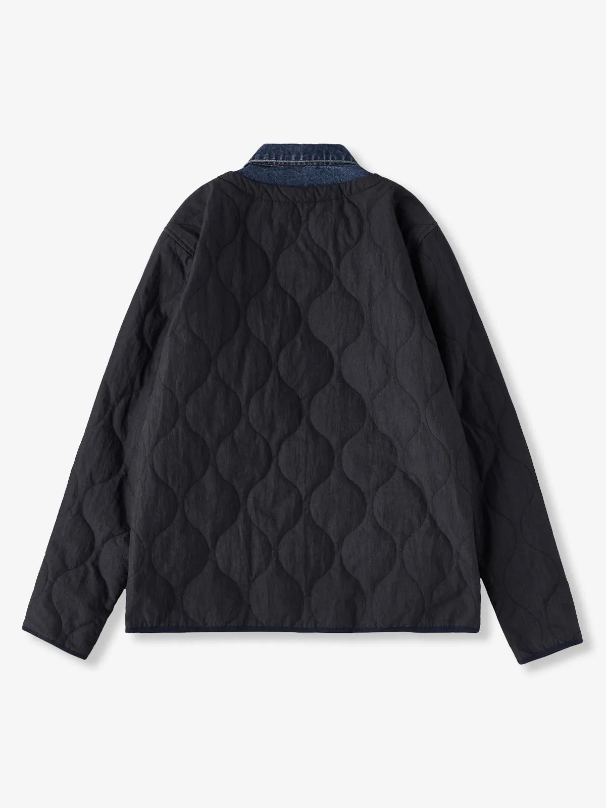 Denim Panel Faux-Layered Gourd Quilted Padded Jacket sold by Karaku product image thumbnail 2