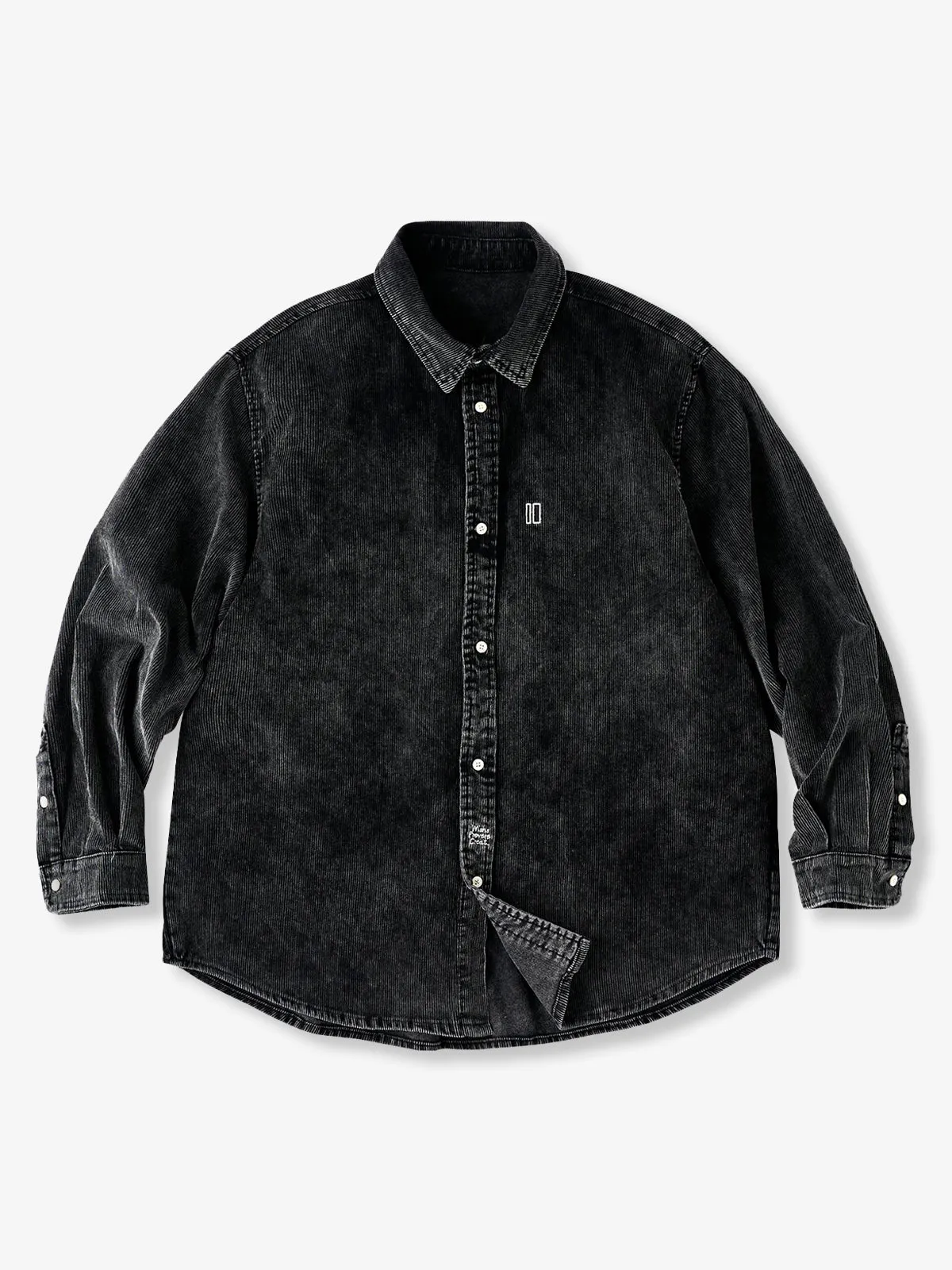 Washed Corduroy Long Sleeve Shirt with One-Point Embroidery sold by Karaku product image thumbnail 3