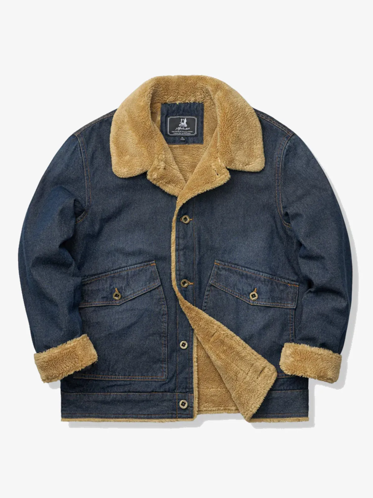 Faux Fur-Lined Denim Sherpa Jacket sold by Karaku