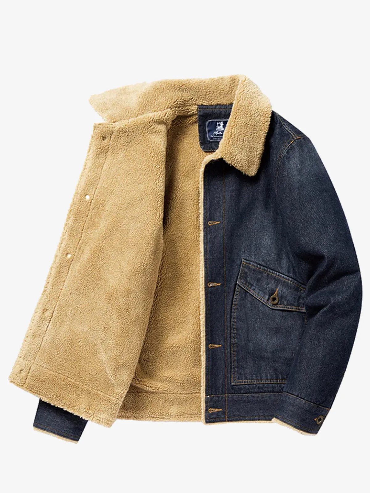 Faux Fur-Lined Denim Sherpa Jacket sold by Karaku product image thumbnail 5