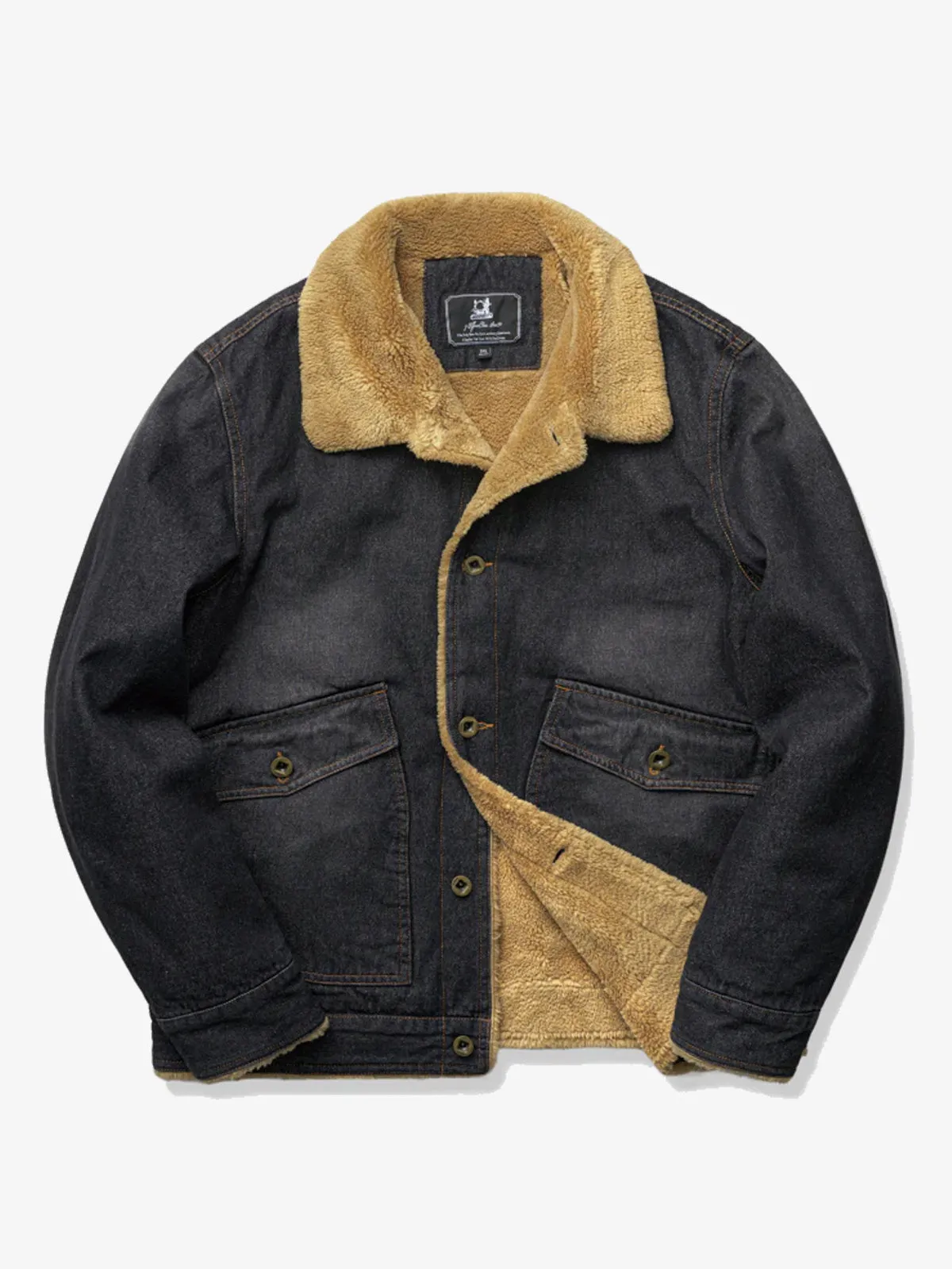 Faux Fur-Lined Denim Sherpa Jacket sold by Karaku product image thumbnail 2