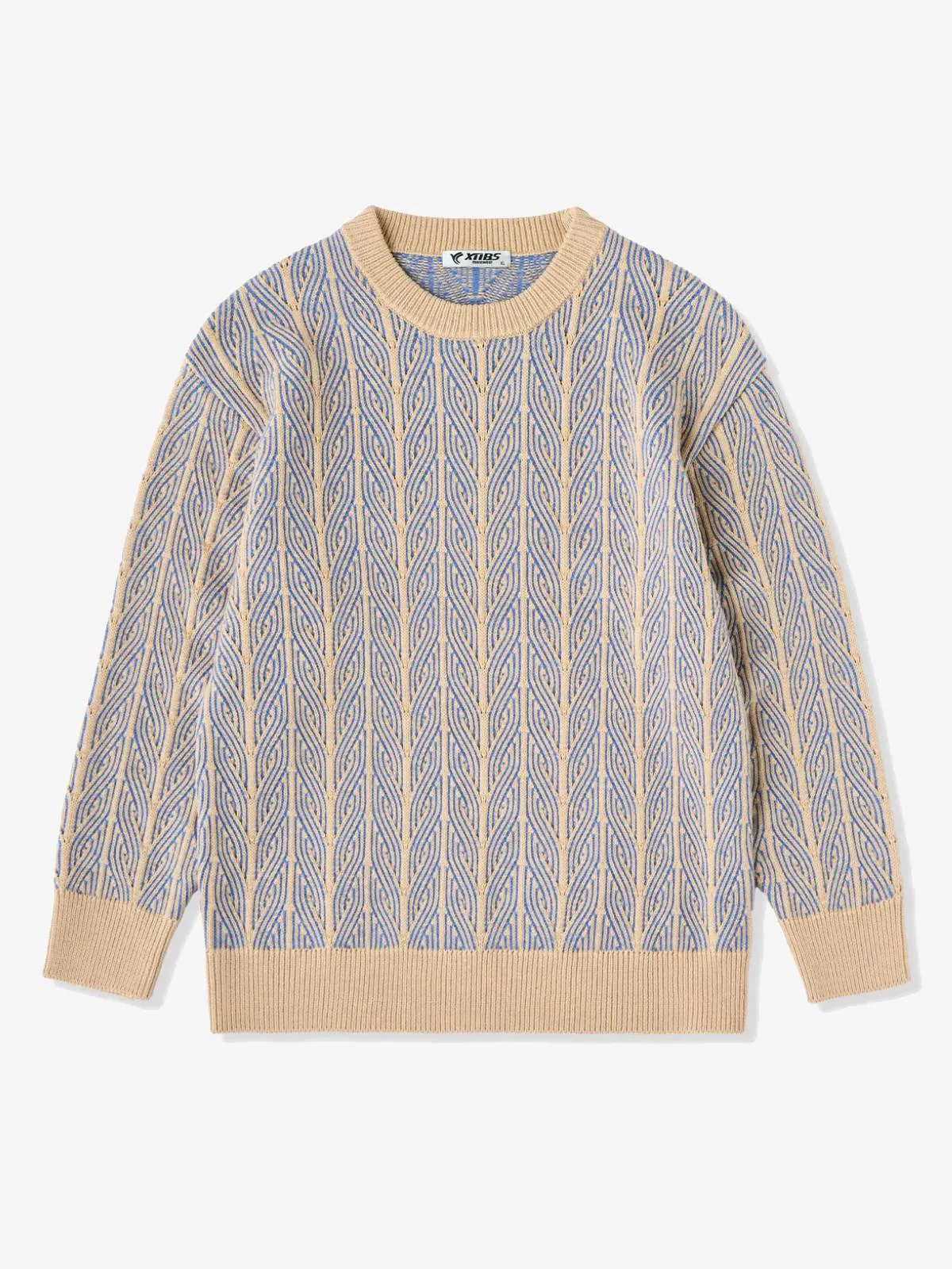 Cable Knit Jacquard Crew Neck Sweater sold by Karaku