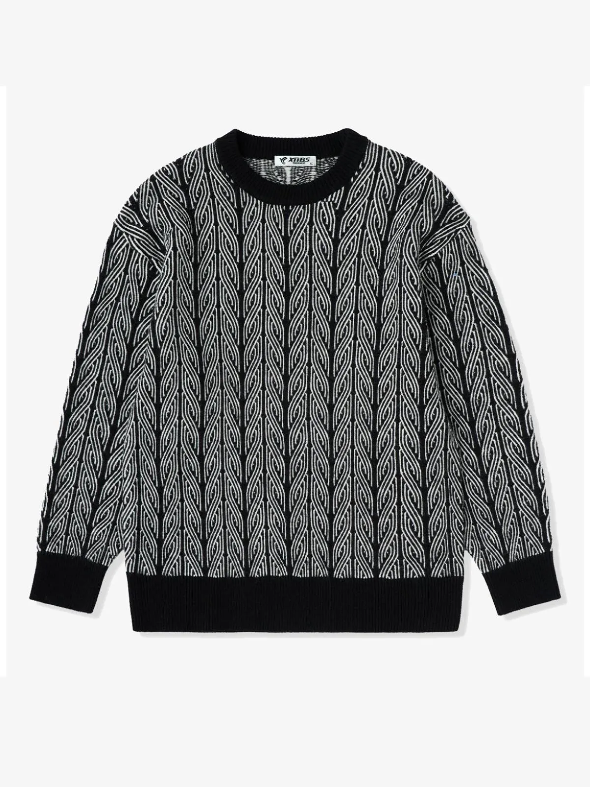 Cable Knit Jacquard Crew Neck Sweater sold by Karaku product image thumbnail 2