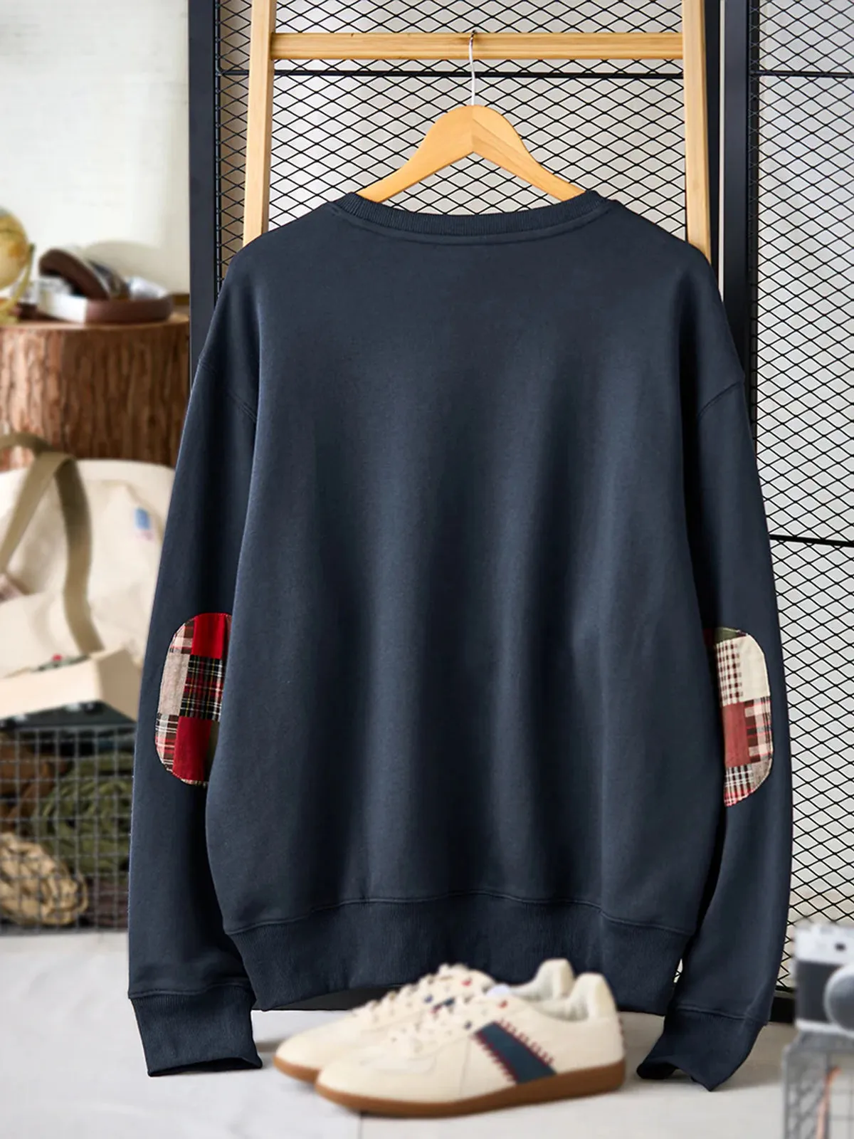 "68 Vintage Racing" Embroidered Sweatshirt with Elbow Check Patches sold by Karaku product image thumbnail 4