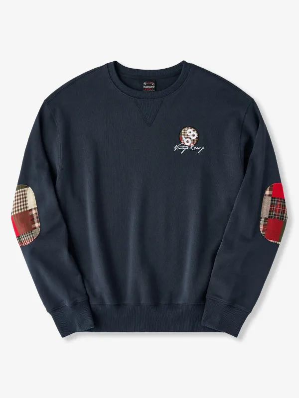 "68 Vintage Racing" Embroidered Sweatshirt with Elbow Check Patches sold by Karaku