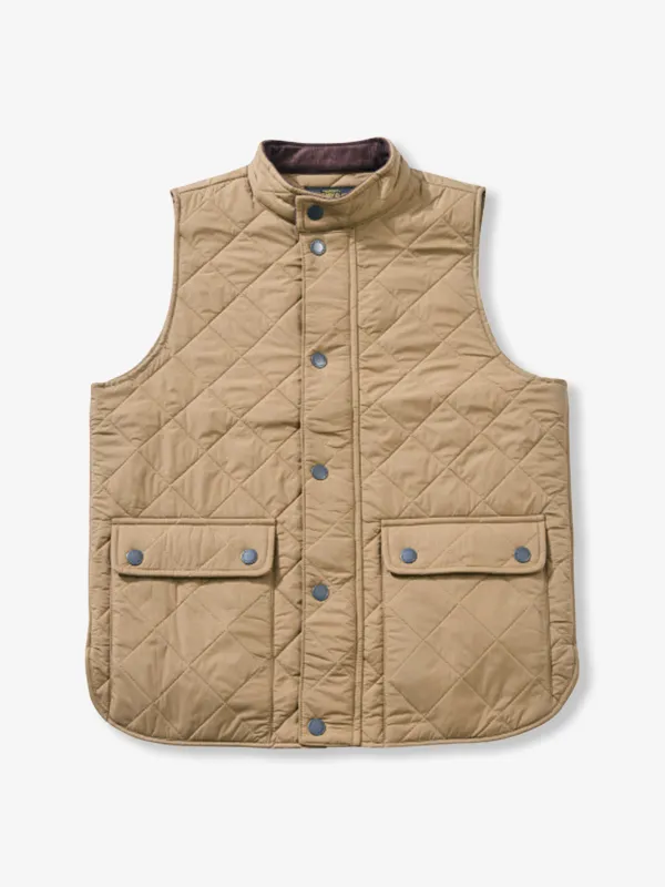 Corduroy Quilted Padded Vest with Stand Collar sold by Karaku