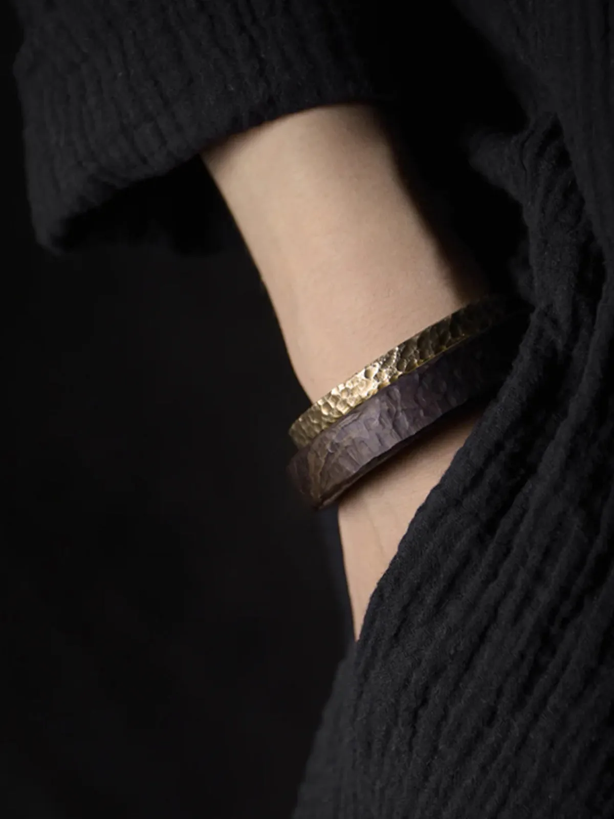 Matte & Hammered Pattern Brass Pair Bangles sold by Karaku product image thumbnail 3