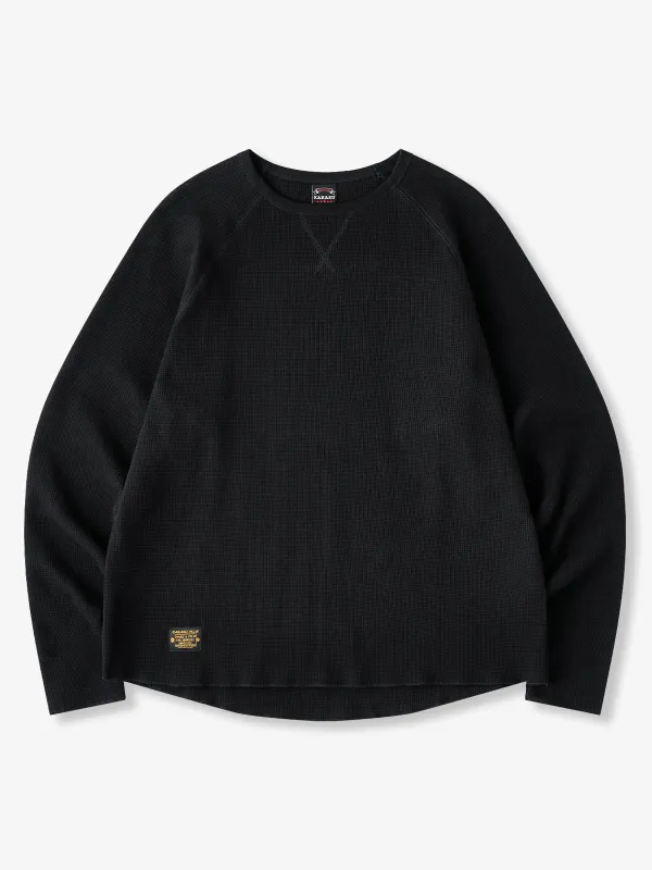 Waffle Raglan Sleeve Long T-Shirt with V-Gusset sold by Karaku