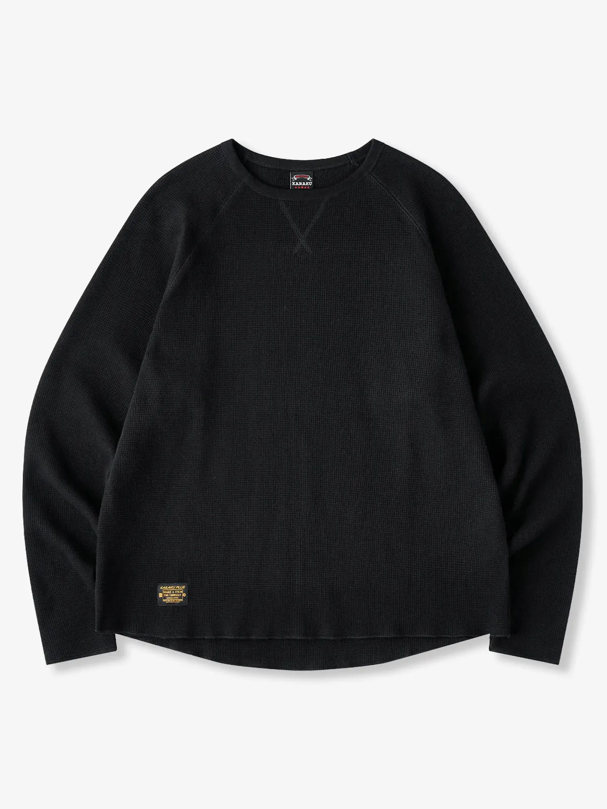 Waffle Raglan Sleeve Long T-Shirt with V-Gusset sold by Karaku