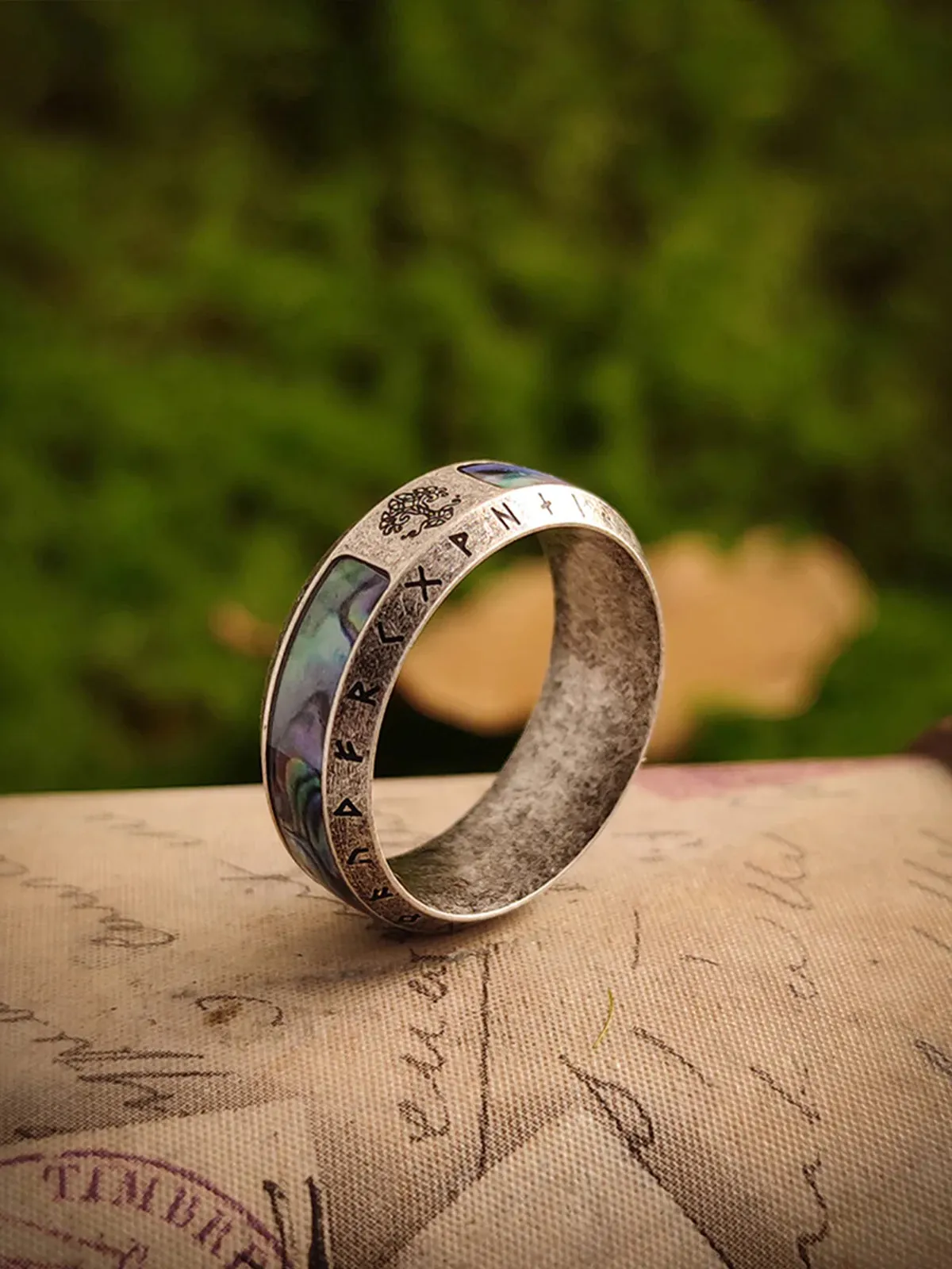 "Yggdrasil" Viking Vintage Finish Titanium Ring – 3 Types Available sold by Karaku product image thumbnail 5