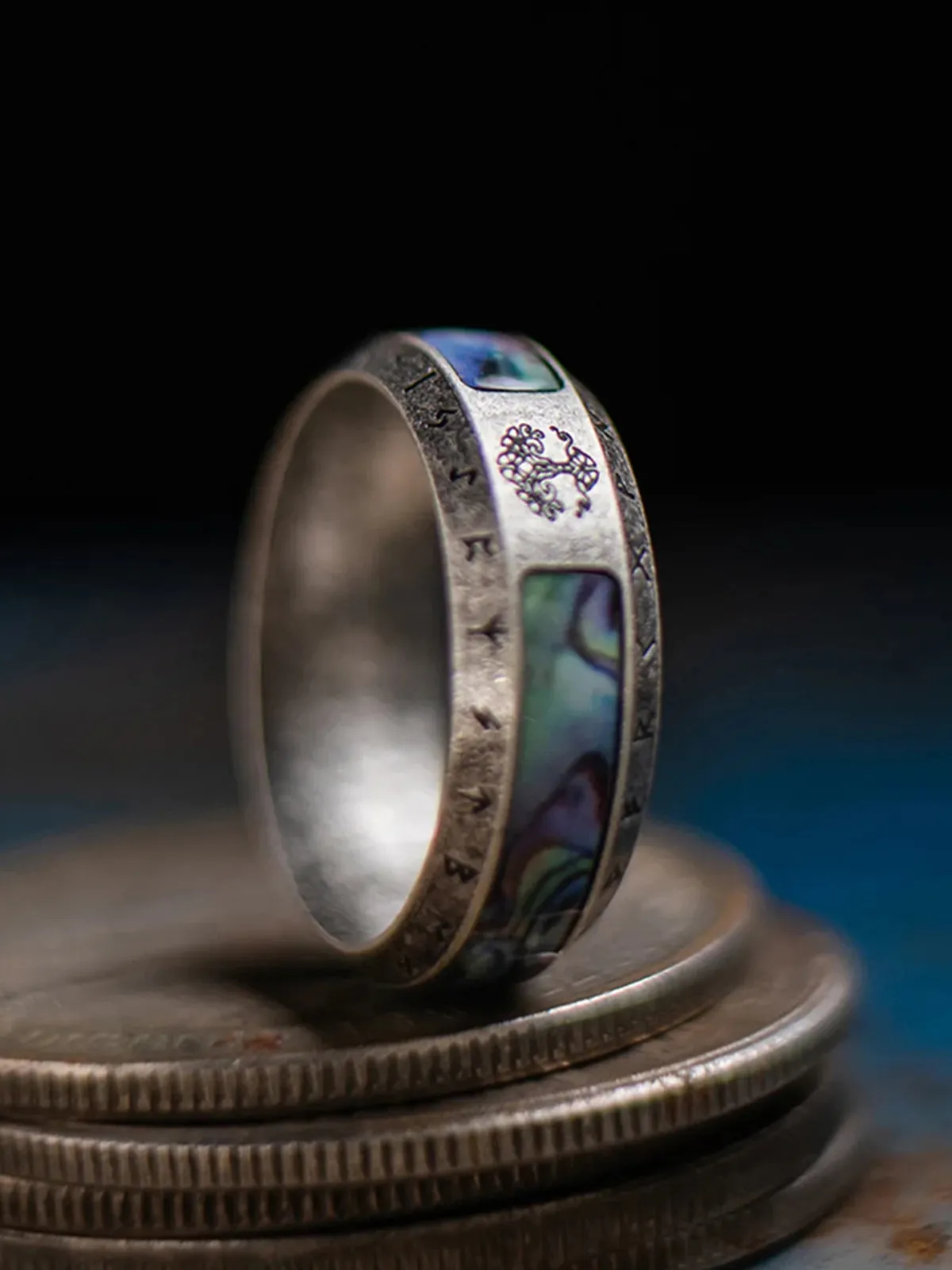 "Yggdrasil" Viking Vintage Finish Titanium Ring – 3 Types Available sold by Karaku product image thumbnail 2