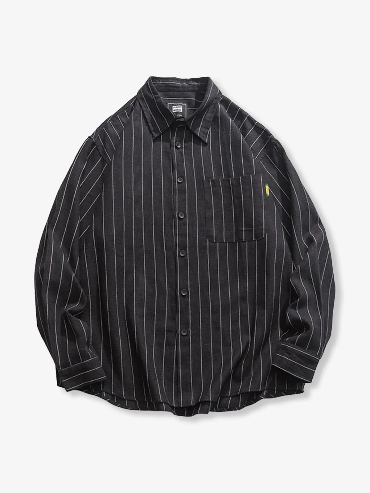 Business & Casual Single Stripe Cotton-Linen Shirt sold by Karaku product image thumbnail 2
