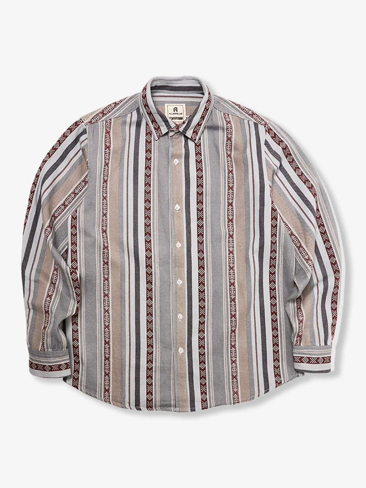 Ethnic-Style Multi-Stripe Long-Sleeve Shirt sold by Karaku product image thumbnail 3