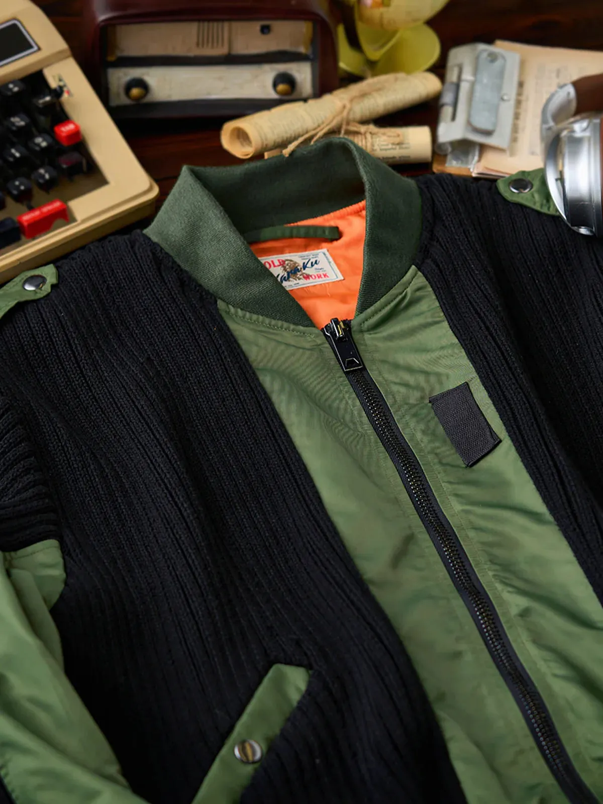 Mixed-Fabric MA-1 Flight Jacket sold by Karaku product image thumbnail 4