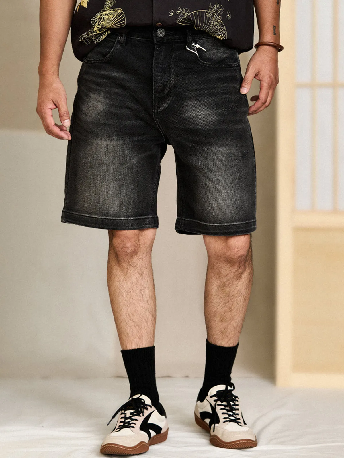 Washed & Whiskered Denim Shorts sold by Karaku product image thumbnail 4