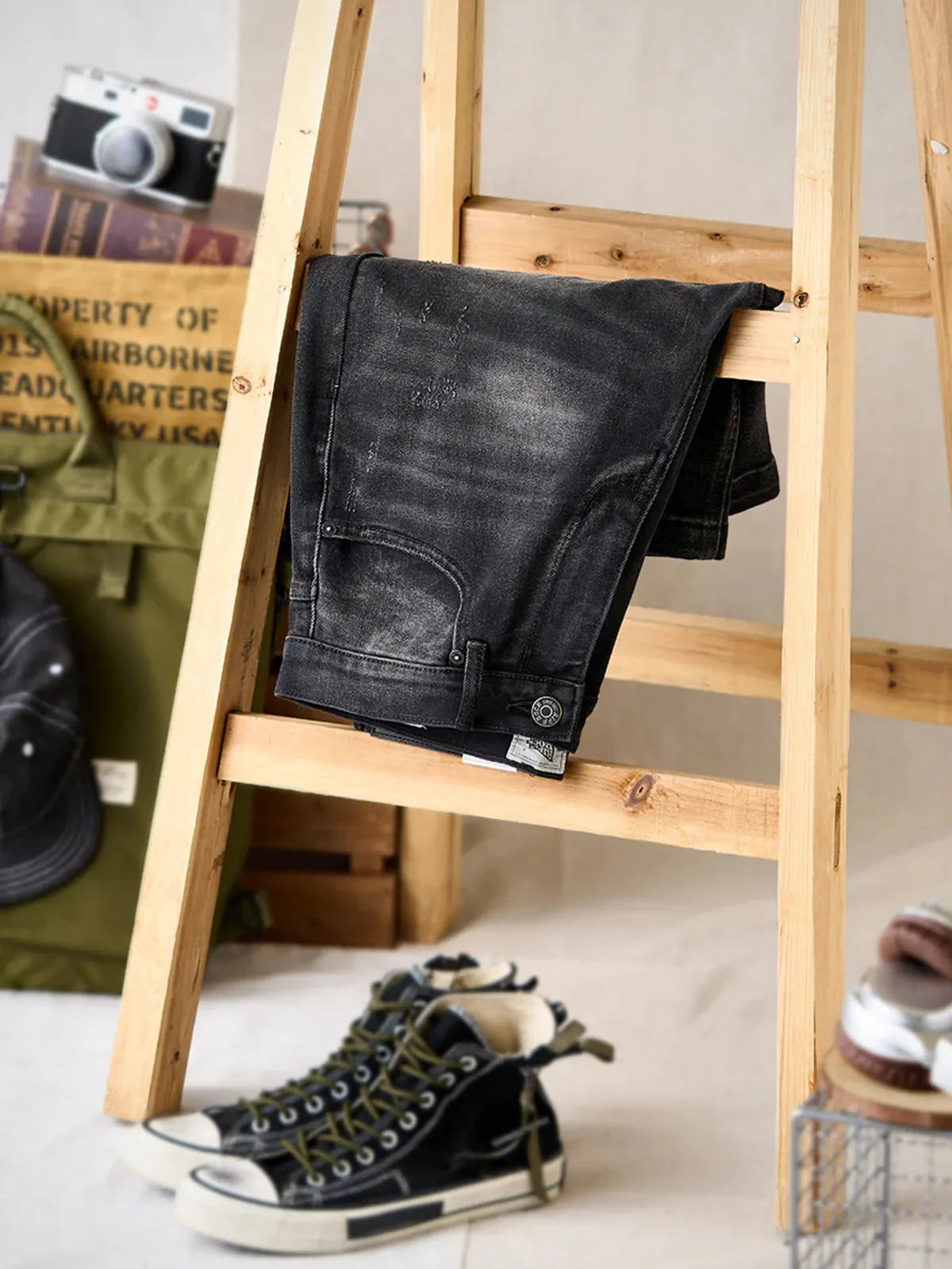 Washed & Whiskered Denim Shorts sold by Karaku product image thumbnail 3