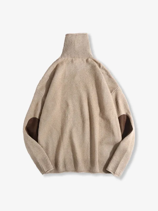 Elbow Patch Turtleneck Fancy Knit Sweater sold by Karaku