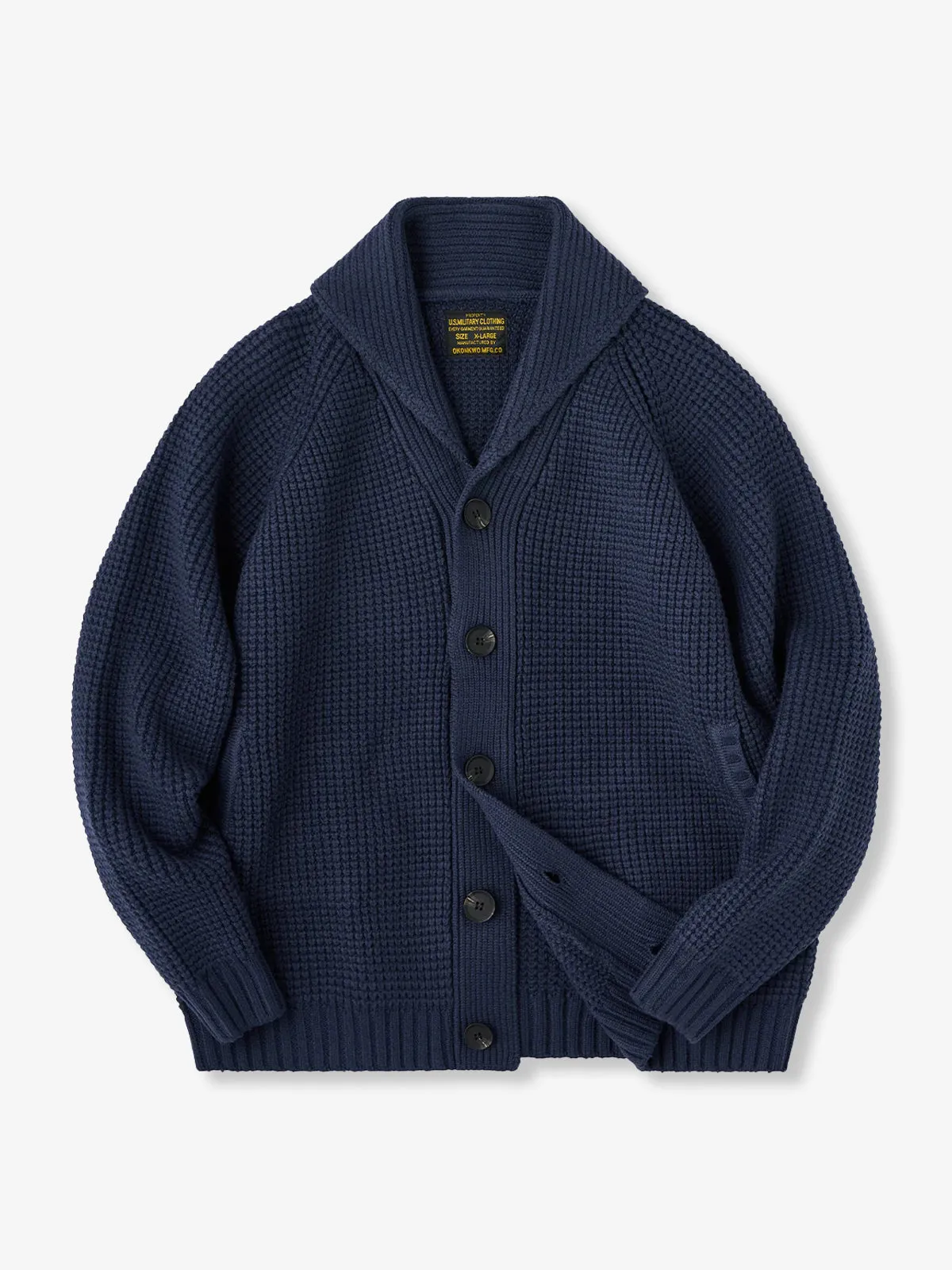 Wool-Blend Shawl Collar Waffle Knit Cardigan sold by Karaku product image thumbnail 2