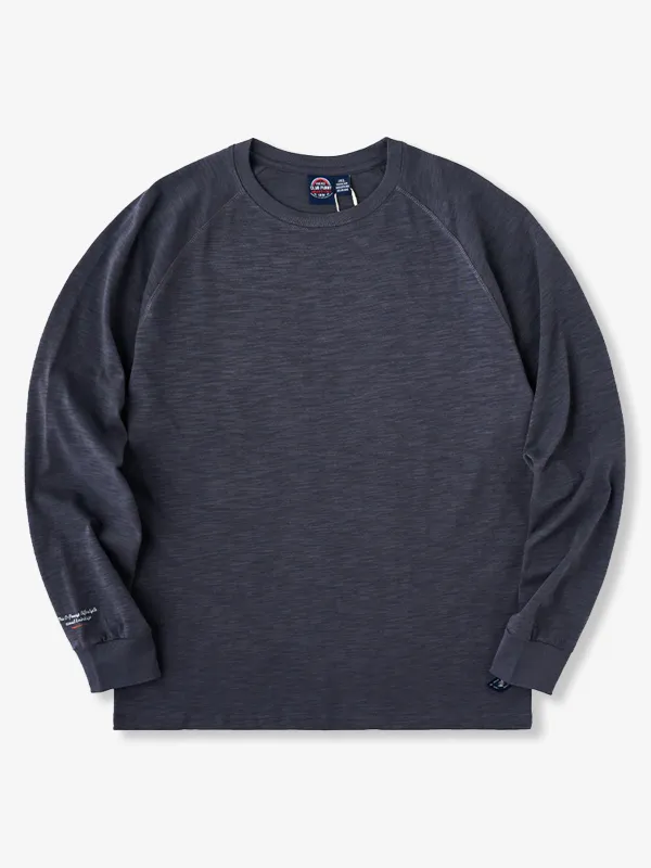 Slub Cotton Raglan Long Sleeve Tee with Sleeve Point Detail sold by Karaku