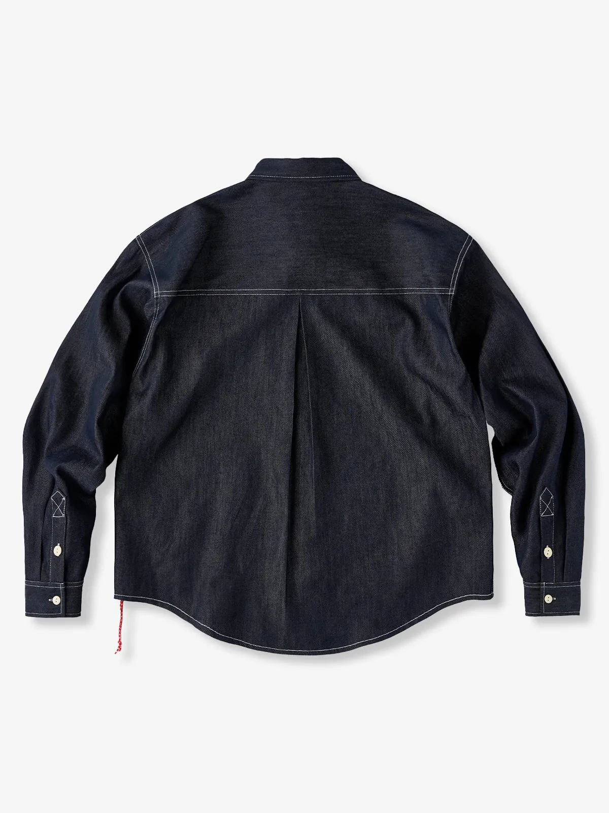 Denim Shirt with “Karaku” Embroidery and Red Cord, White Stitching sold by Karaku product image thumbnail 2