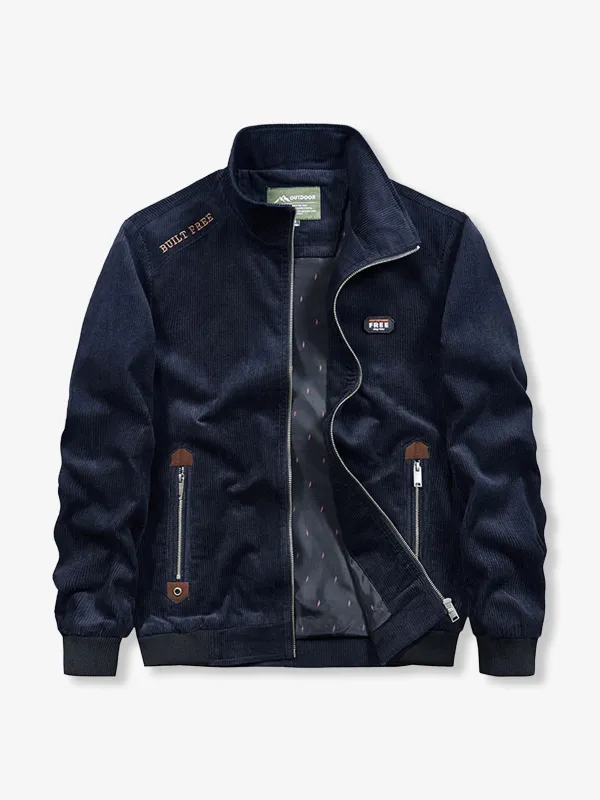 Corduroy Jacket with Letter Embroidery & Velcro Patch sold by Karaku