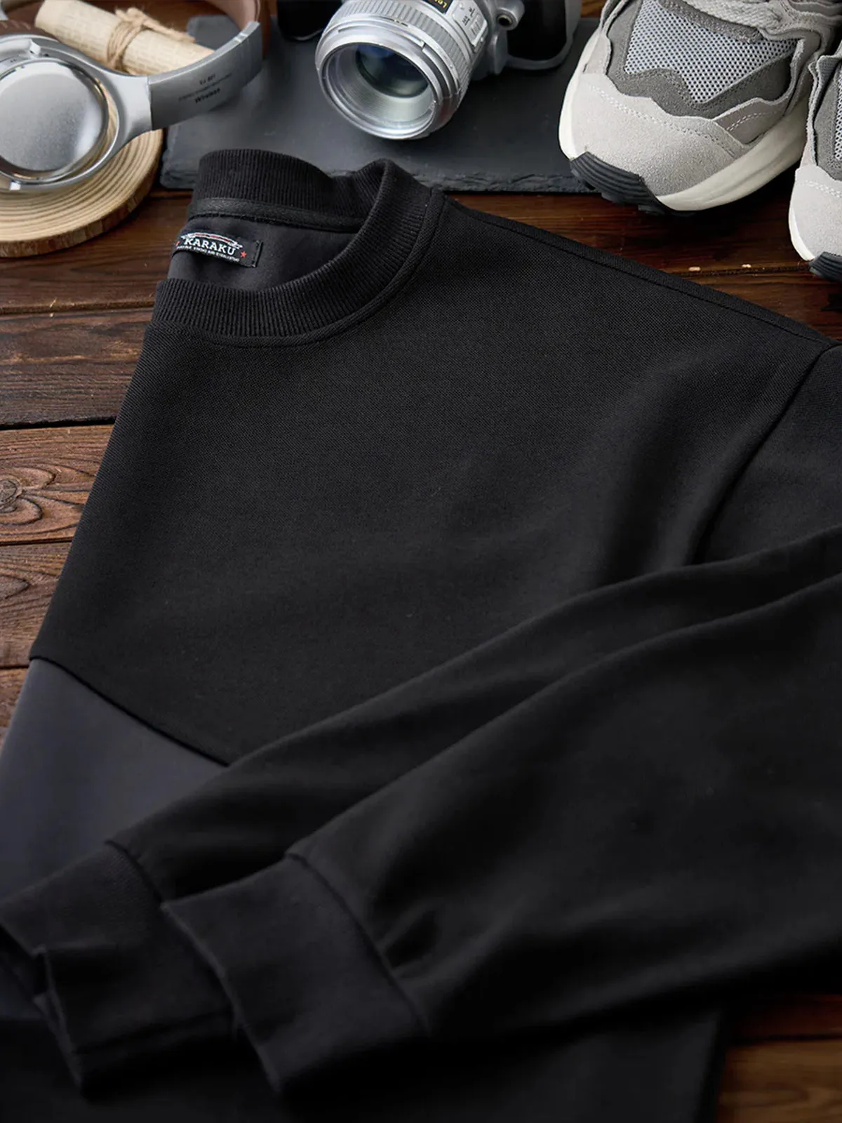 “Snow Mountain Skier” Embroidered Long Sleeve T-Shirt with Contrast Panels sold by Karaku product image thumbnail 5