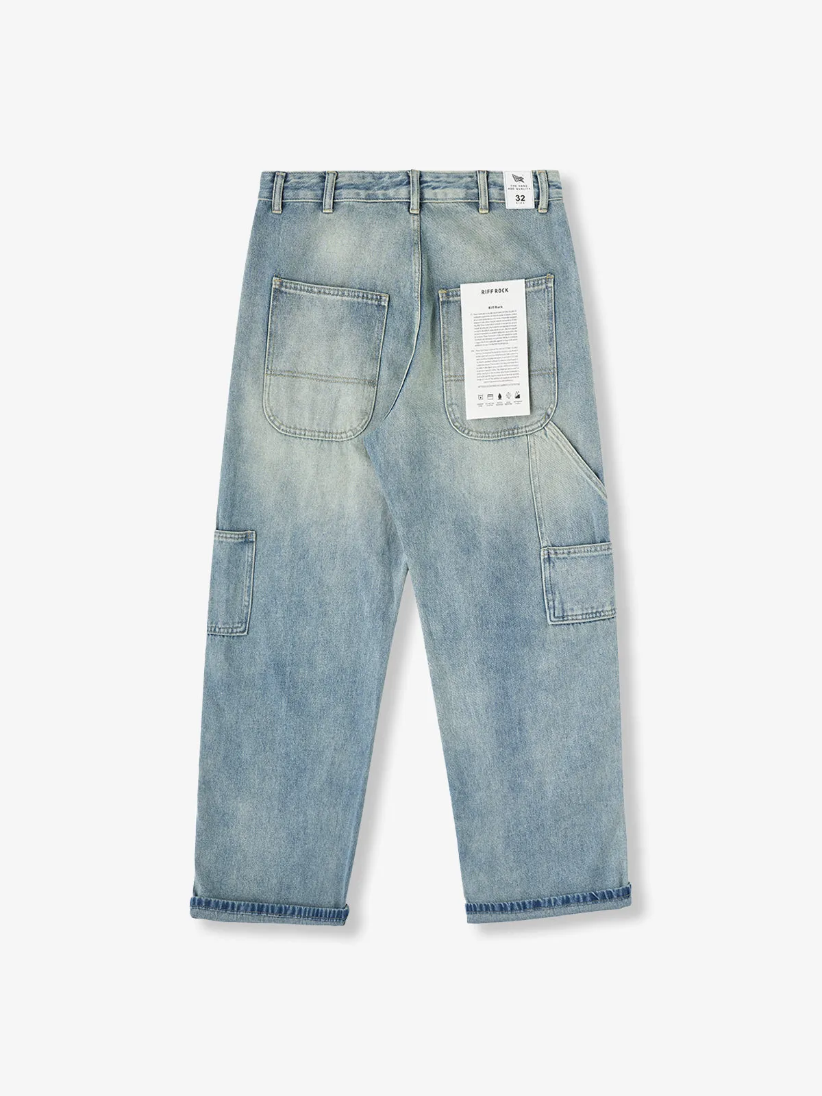 Washed Multi-Pocket Double-Knee Denim Work Pants sold by Karaku product image thumbnail 2