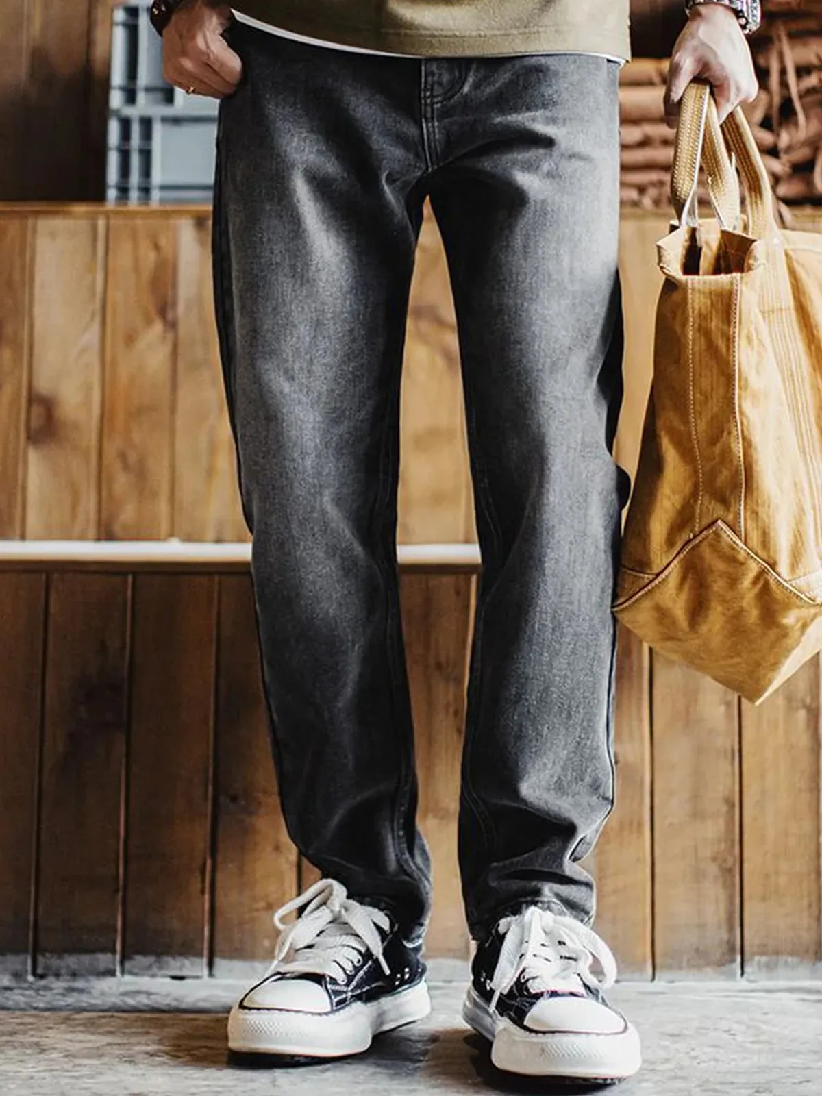Washed Gray Tapered Denim Pants sold by Karaku product image thumbnail 4
