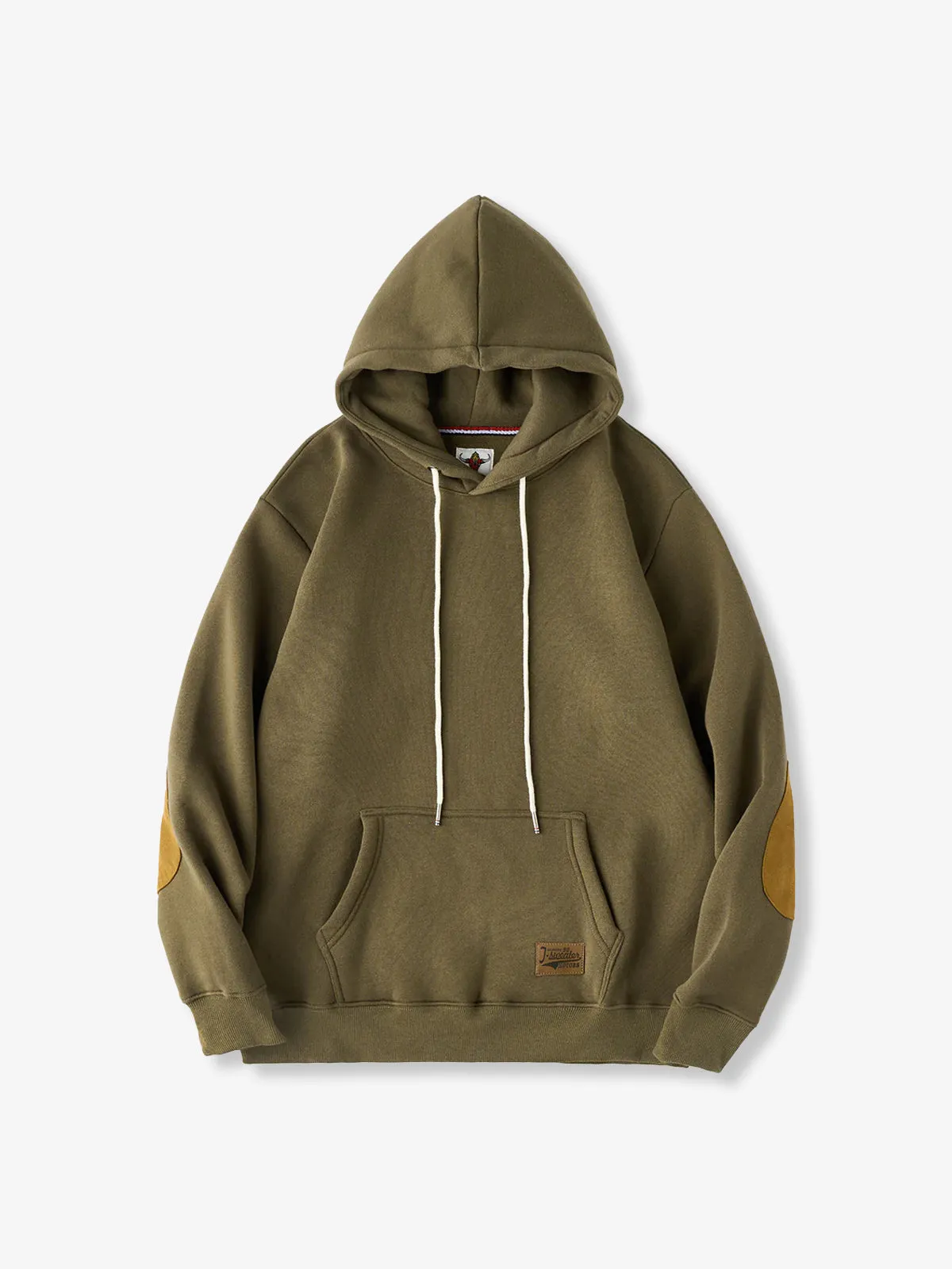 Pullover hoodie with brushed lining and contrast elbow patches sold by Karaku product image thumbnail 4