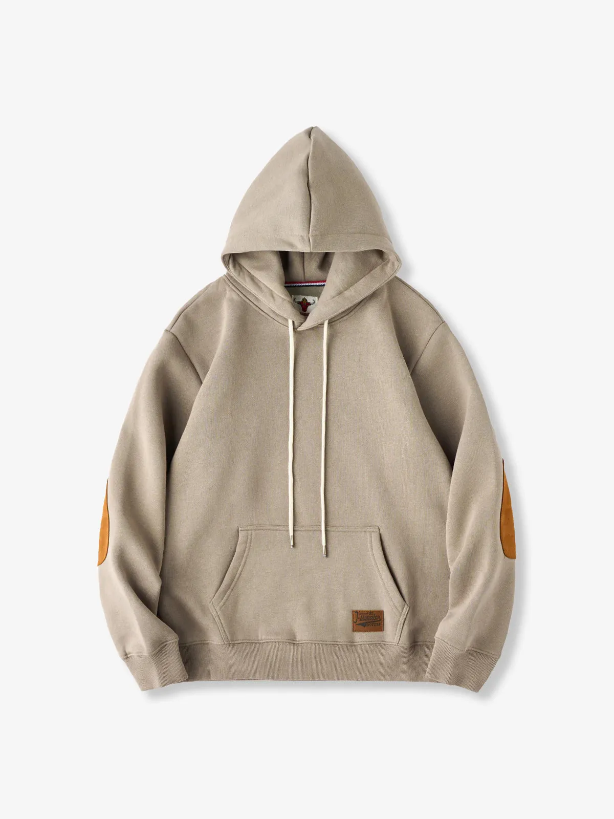 Pullover hoodie with brushed lining and contrast elbow patches sold by Karaku product image thumbnail 5