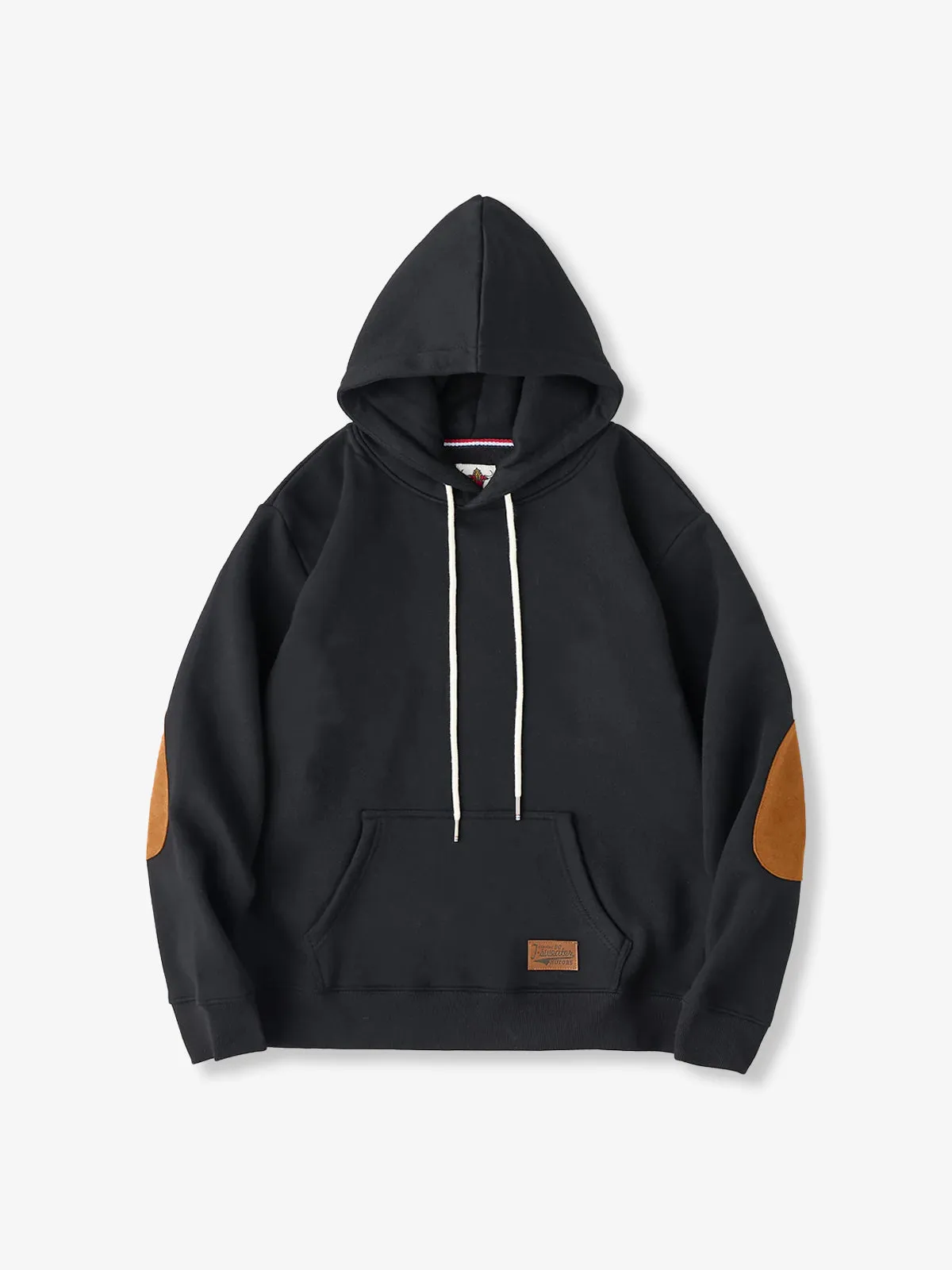 Pullover hoodie with brushed lining and contrast elbow patches sold by Karaku product image thumbnail 2
