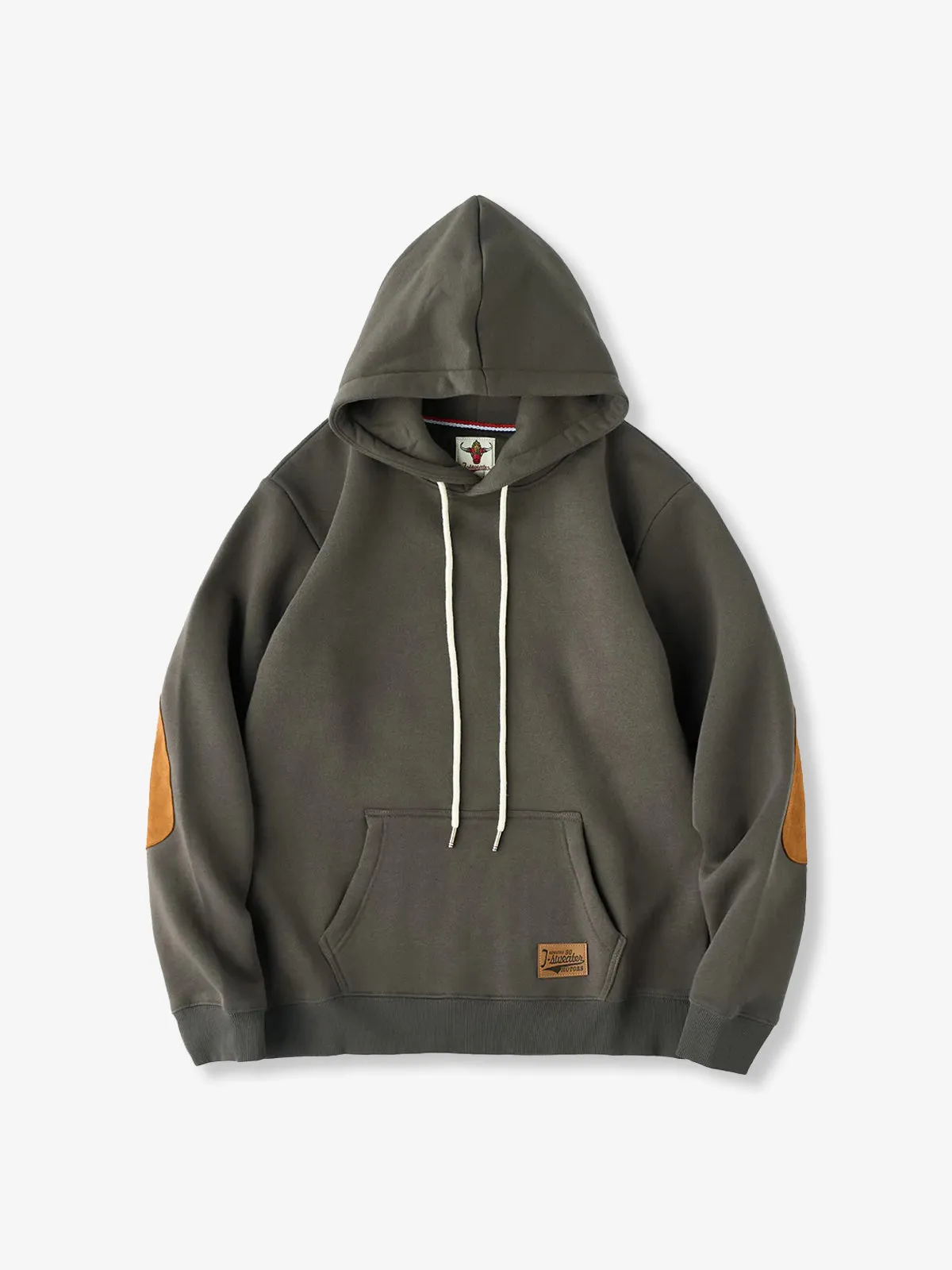 Pullover hoodie with brushed lining and contrast elbow patches sold by Karaku product image thumbnail 3