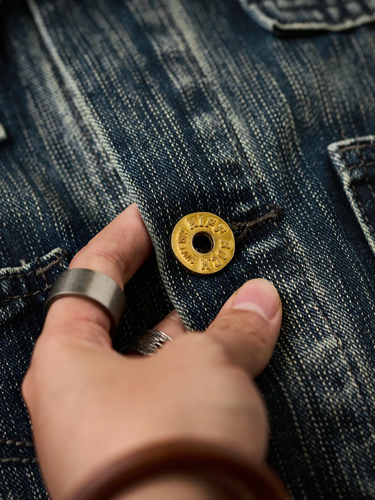 Western-Style Washed Denim Jacket with Stripe Stitching sold by Karaku product image thumbnail 5