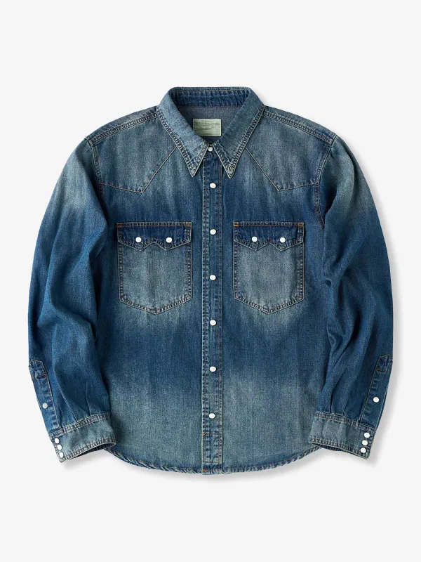 7oz Slub Denim Western-Style Work Shirt sold by Karaku