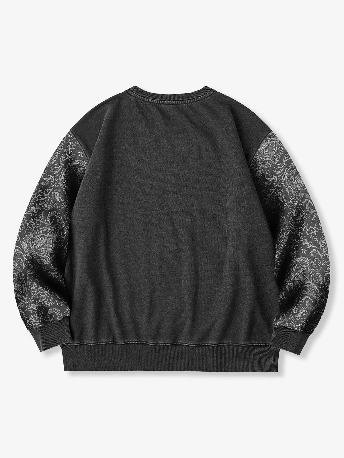 Washed Sweatshirt with Paisley Denim Sleeves & V-Gusset Detail sold by Karaku product image thumbnail 2