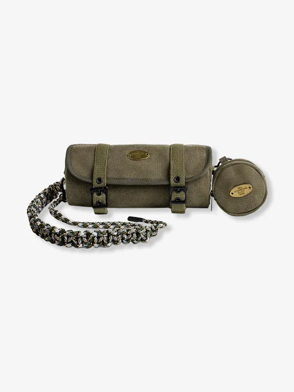 Canvas Barrel Bag with Braided Strap & Removable Round Pouch made by Karaku