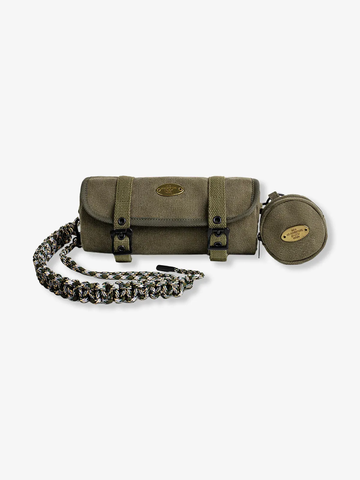 Canvas Barrel Bag with Braided Strap & Removable Round Pouch sold by Karaku