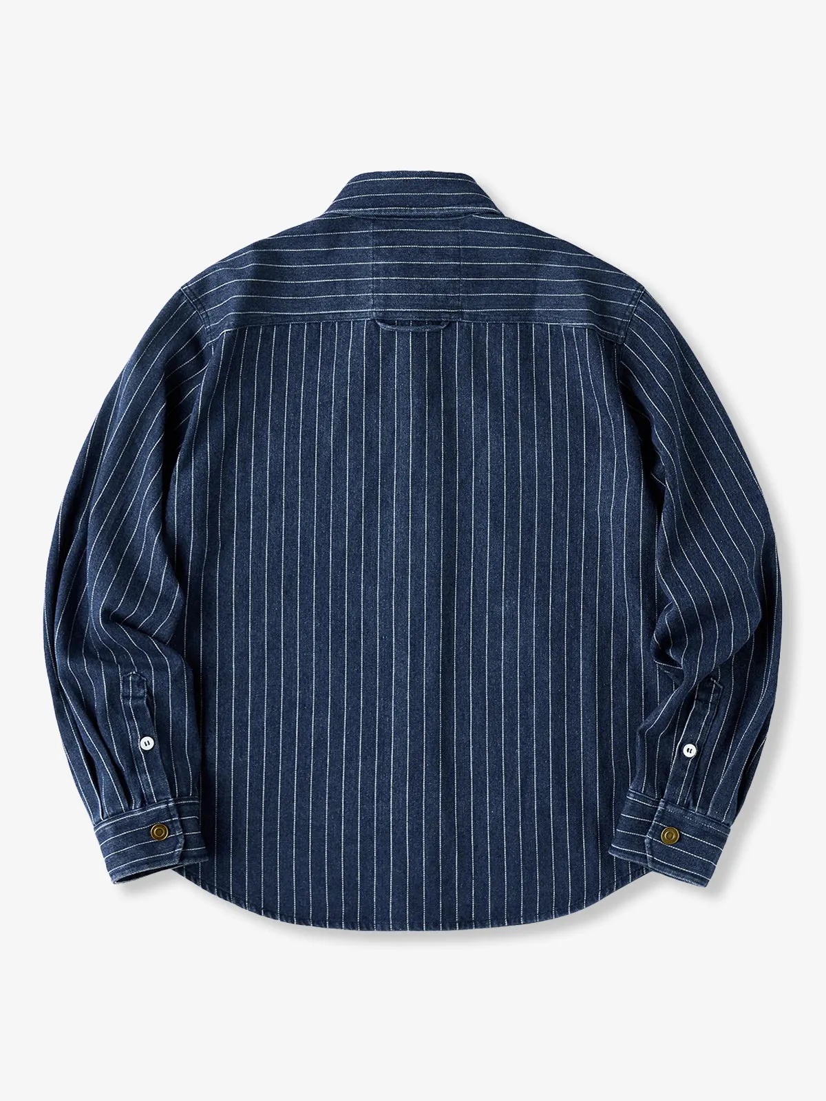 Washed Stitched-Stripe Denim Work Shirt sold by Karaku product image thumbnail 2