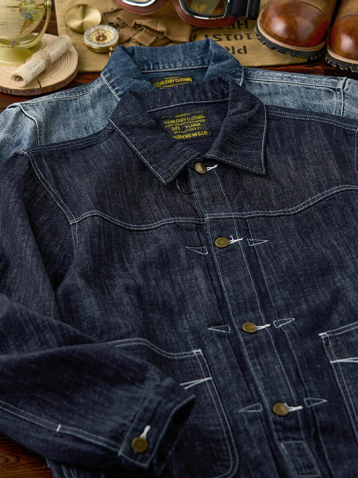 Denim Jacket with Symmetrical Pocket Stitching sold by Karaku product image thumbnail 5