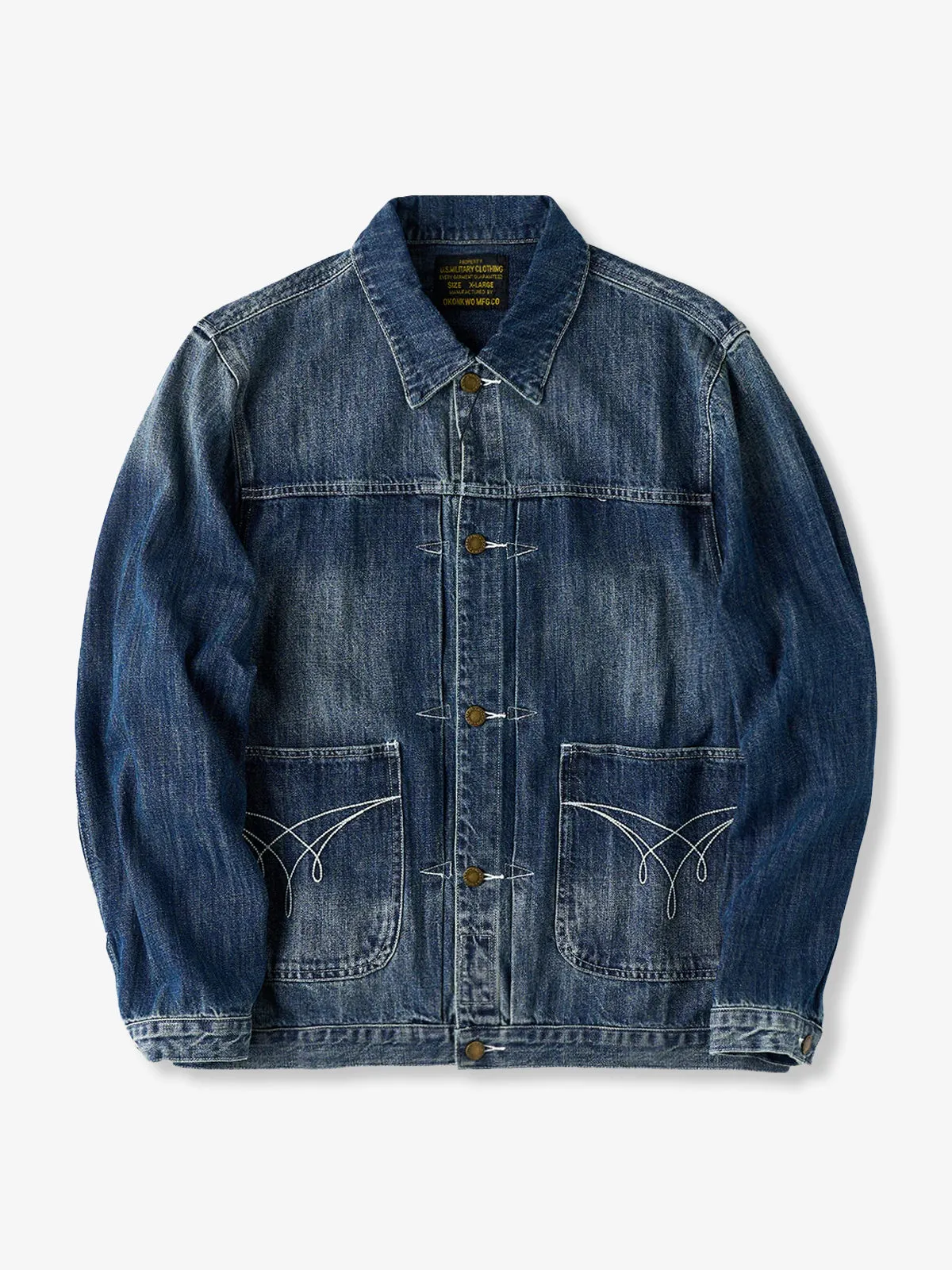 Denim Jacket with Symmetrical Pocket Stitching sold by Karaku product image thumbnail 2