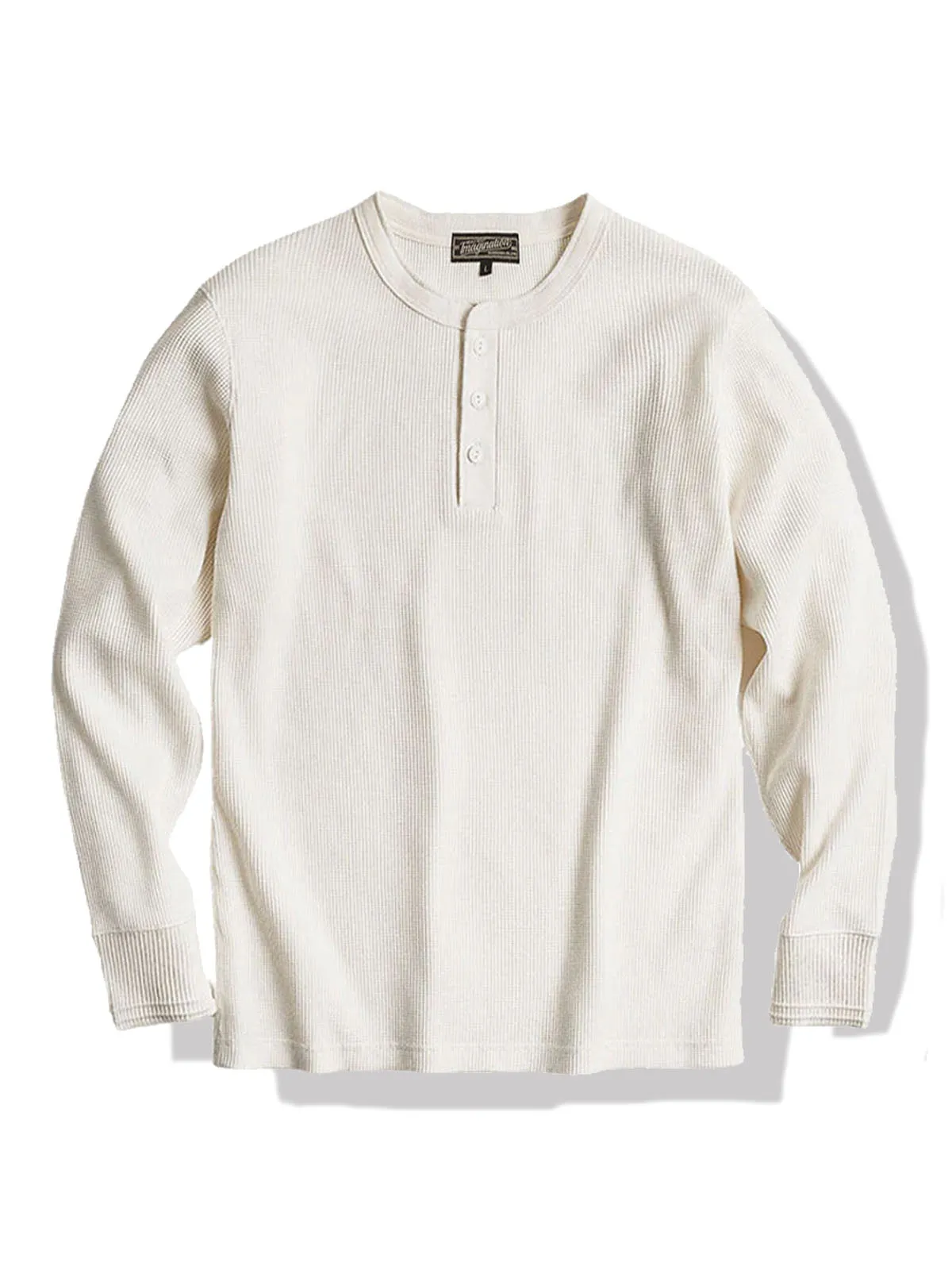 Classic Three-Button Waffle Henley Tee sold by Karaku