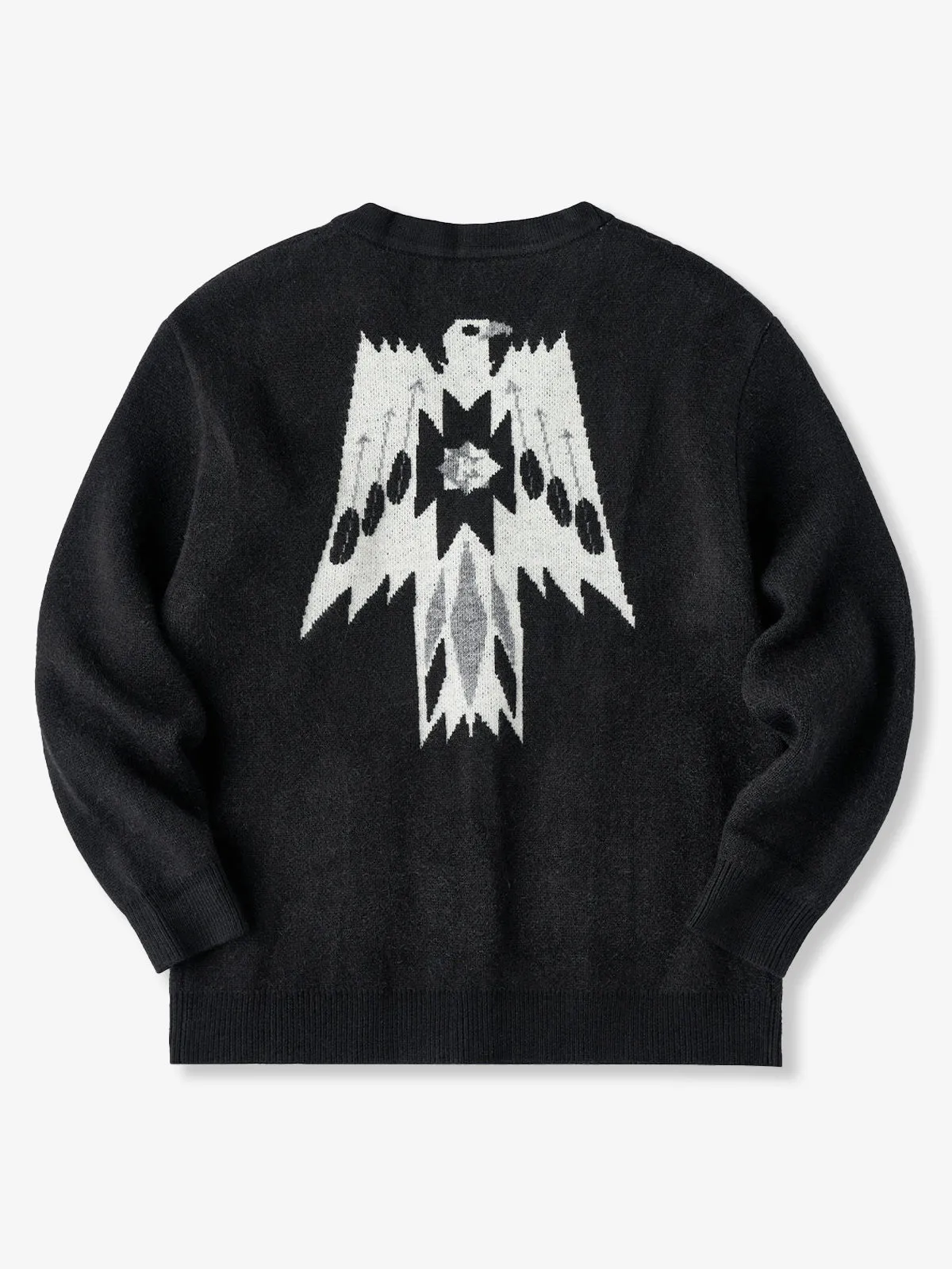 Jacquard Knit V-Neck Cardigan with Navajo & Thunderbird Motifs sold by Karaku product image thumbnail 2