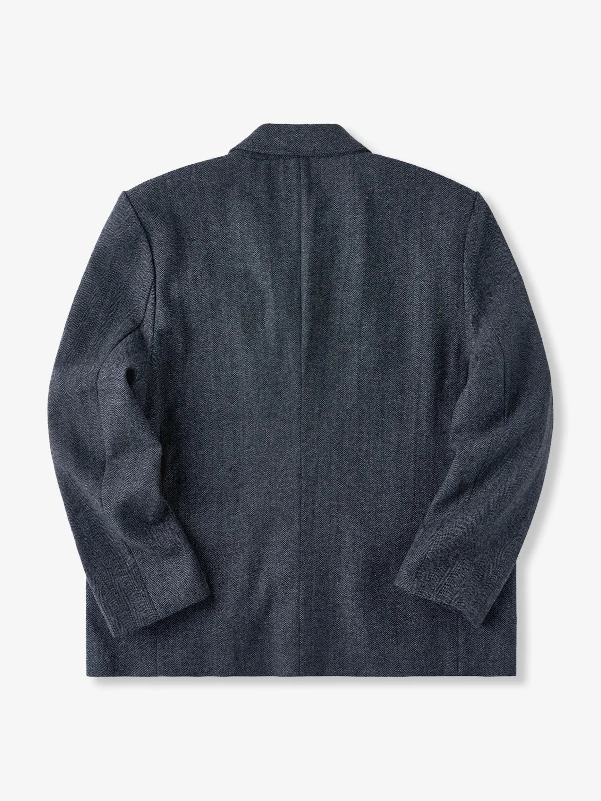 Wool-Blend Herringbone Tailored Jacket with Chin Strap Button sold by Karaku product image thumbnail 4