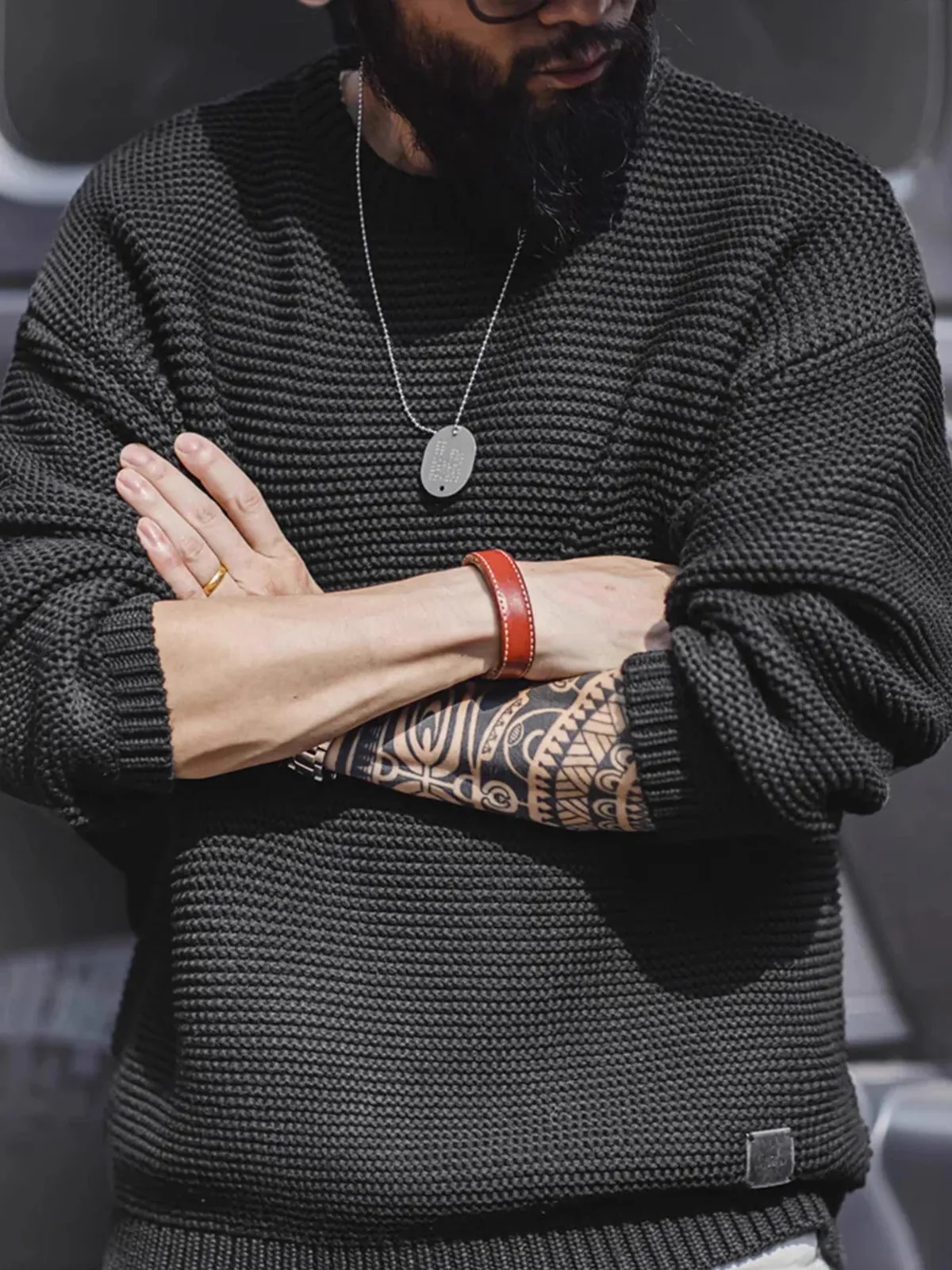 Heavyweight Pearl-Knit Crewneck Sweater sold by Karaku product image thumbnail 5