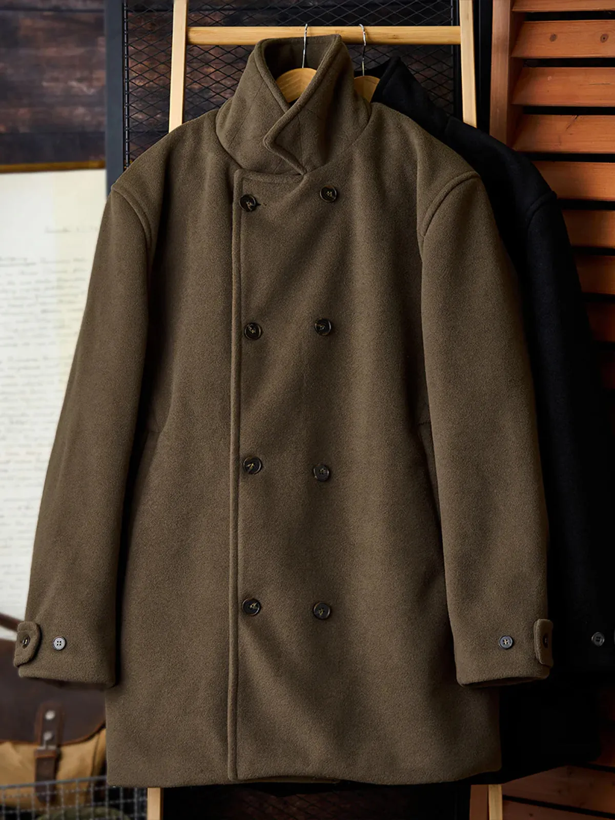 Wool Quilted Double-Breasted Coat sold by Karaku product image thumbnail 5