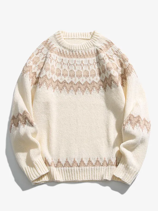 Nordic Pattern Jacquard Woven Knitted Sweater sold by Karaku