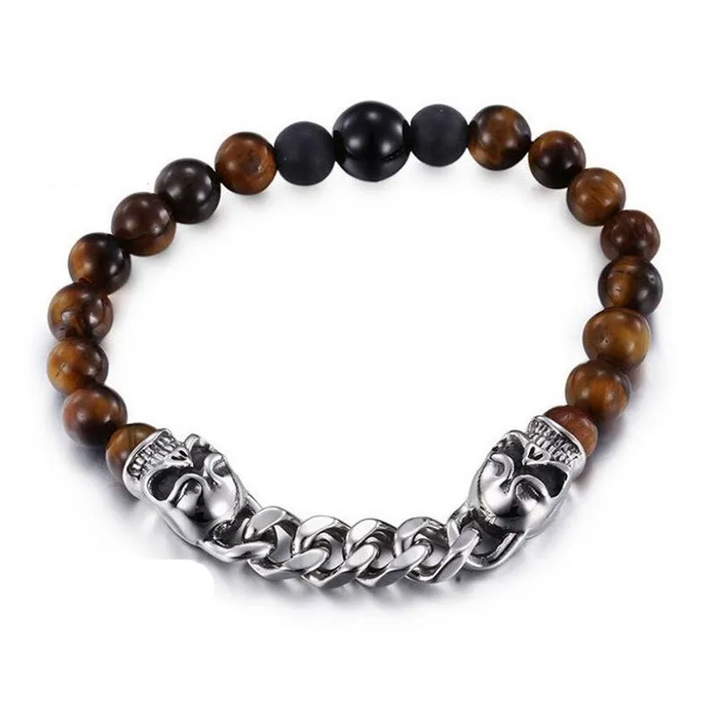 Natural Stone Bead Skull Chain Bracelet sold by Karaku product image thumbnail 3
